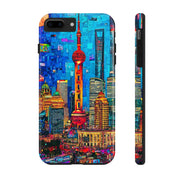 Shanghai Skyline Collage Pop Art Tough Phone Case LavenderCeleste