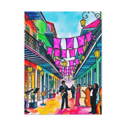 Vibrant New Orleans Jazz Street Matte Canvas – French Quarter Music Scene Printify
