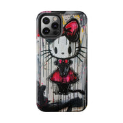 Goth Bow Cat Graffiti Pop Art Tough Phone Case LavenderCeleste