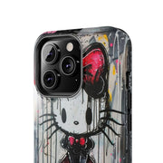 Goth Bow Cat Graffiti Pop Art Tough Phone Case LavenderCeleste