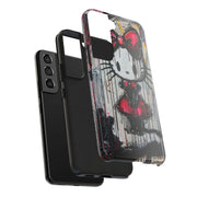Goth Bow Cat Graffiti Pop Art Tough Phone Case LavenderCeleste