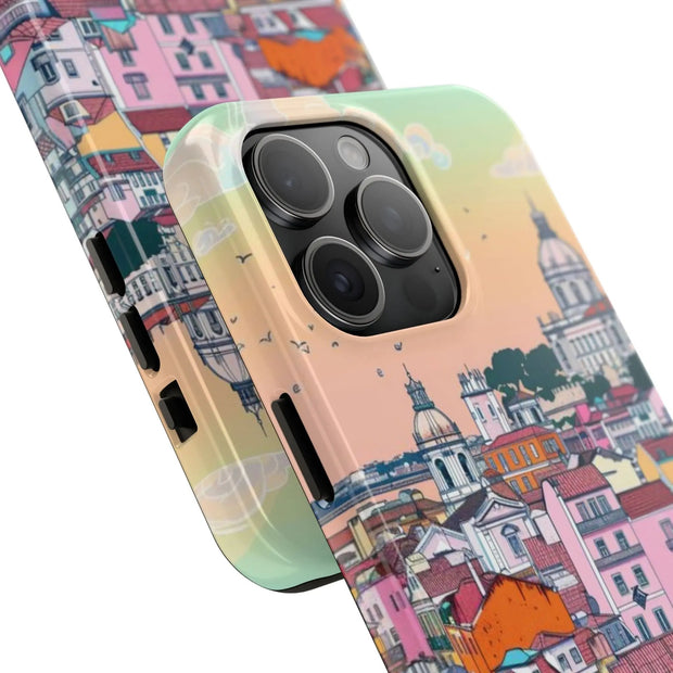 Lisbon Portugal Tough Phone Case – Pastel City Skyline Aesthetic
