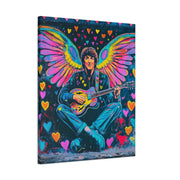 Psychedelic Guitar Angel Matte Canvas Art LavenderCeleste