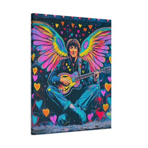 Psychedelic Guitar Angel Matte Canvas Art LavenderCeleste