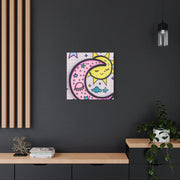 Kawaii Sun and Moon Doodle Matte Canvas Art Print LavenderCeleste