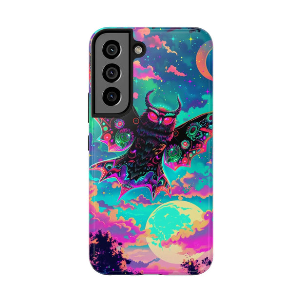 Mothman Tough Phone Case – Psychedelic Neon Cryptid Aesthetic - LavenderCeleste