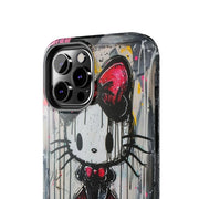 Goth Bow Cat Graffiti Pop Art Tough Phone Case LavenderCeleste