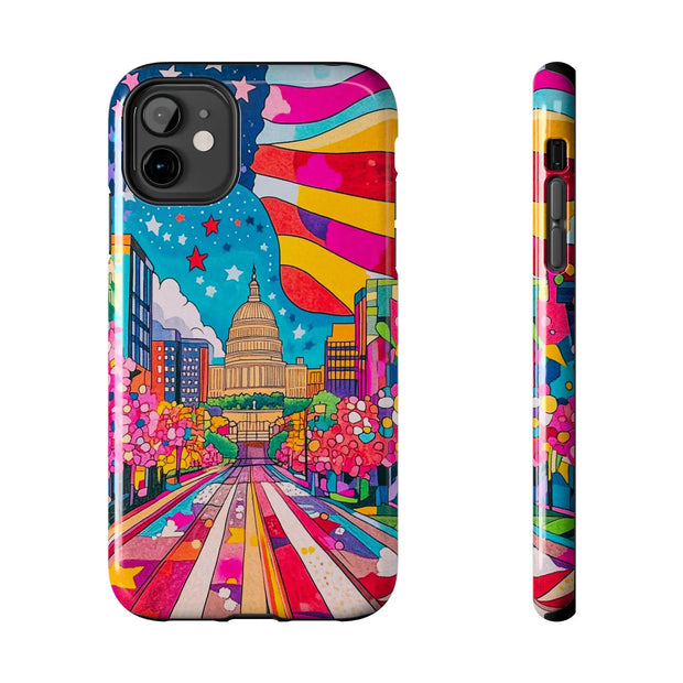 Washington DC Psychedelic Capitol Rainbow Tough Phone Case LavenderCeleste