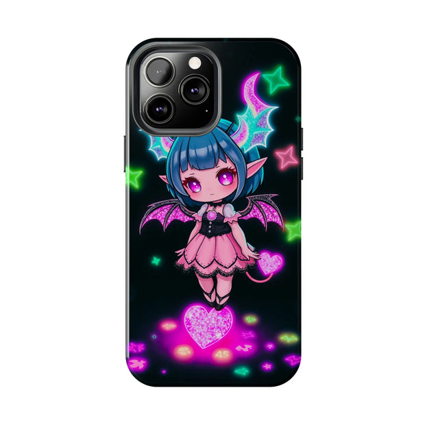Kawaii Gothic Succubus Neon Heart Tough Phone Case
