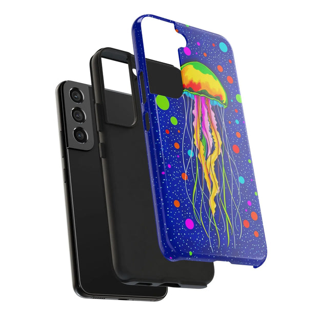 Vibrant Neon Jellyfish Cosmic Sea Tough Phone Case