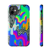 Trippy Technicolor Drip Retro Tough Phone Case LavenderCeleste