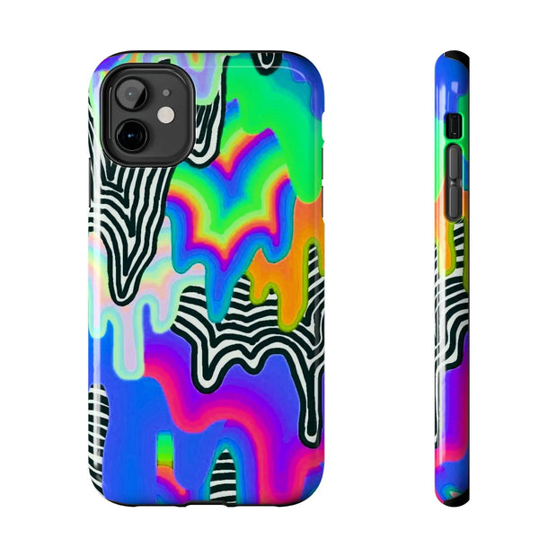 Trippy Technicolor Drip Retro Tough Phone Case LavenderCeleste