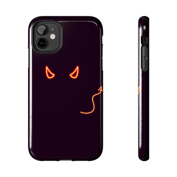 Neon Devil Eyes Tough Phone Case – Minimal Dark Glow Aesthetic Printify
