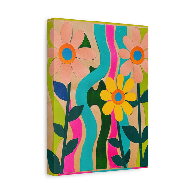 Groovy Paper Cut Flower Matte Canvas Art LavenderCeleste