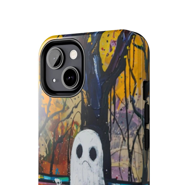 Sad Ghost on Park Bench Abstract Art Phone Case LavenderCeleste