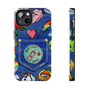 Retro Kidcore Denim Patch Tough Phone Case LavenderCeleste