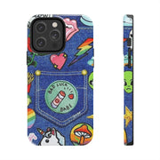 Retro Kidcore Denim Patch Tough Phone Case LavenderCeleste