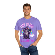 Talk to the Jellybeans Rainbow Cat Comfort Colors Tee LavenderCeleste