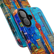 Shanghai Skyline Collage Pop Art Tough Phone Case LavenderCeleste