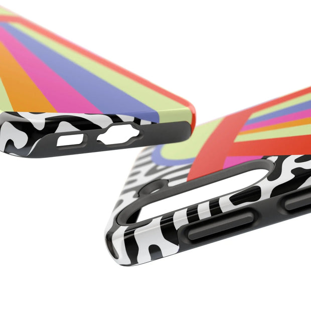 Retro Mod UFO Rainbow Beam Tough Phone Case LavenderCeleste