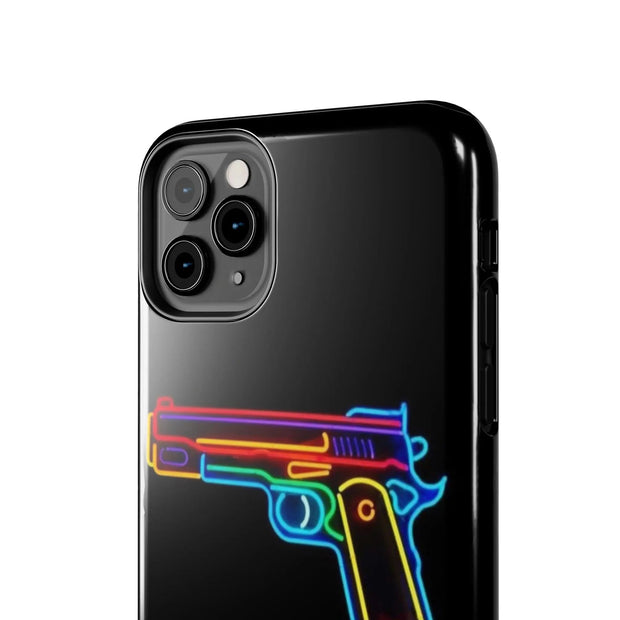 Neon Rainbow Gun Tough Phone Case – Bold Retro Vaporwave Aesthetic Printify