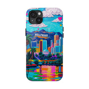 Los Angeles Hollywood Skyline Tough Phone Case – Vibrant Pop Art City Design - LavenderCeleste