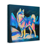 Vibrant Husky Abstract Pop Art Matte Canvas Print LavenderCeleste
