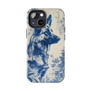 Blue Toile German Shepherd Scenic Tough Phone Case LavenderCeleste
