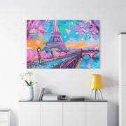 Pink Paris Eiffel Tower Dreamy Matte Canvas Art LavenderCeleste