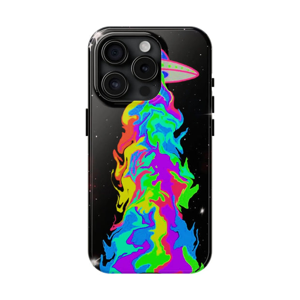 Psychedelic Neon UFO Abduction Tough Phone Case LavenderCeleste