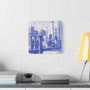New York City Toile Art – Blue Scenic Skyline Matte Canvas LavenderCeleste