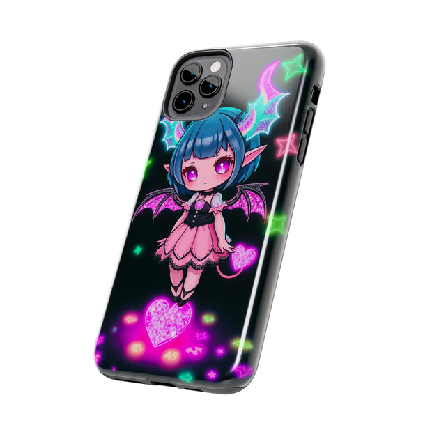 Kawaii Gothic Succubus Neon Heart Tough Phone Case