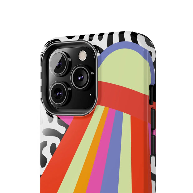 Retro Mod UFO Rainbow Beam Tough Phone Case LavenderCeleste