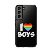 I Love Boys Pride Tough Phone Case – LGBTQ+ Rainbow Heart Design
