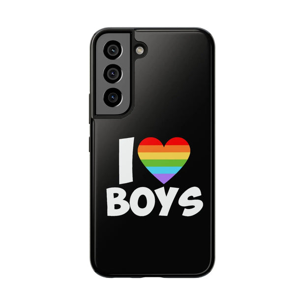 I Love Boys Pride Tough Phone Case – LGBTQ+ Rainbow Heart Design