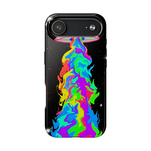 Psychedelic Neon UFO Abduction Tough Phone Case LavenderCeleste