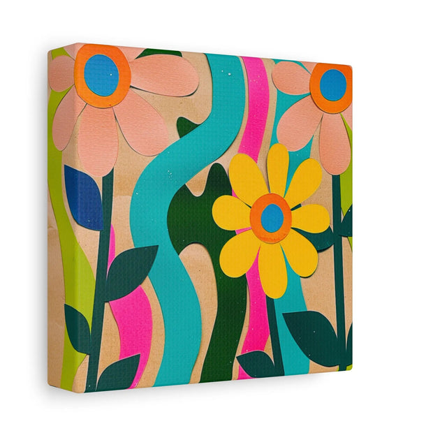 Groovy Paper Cut Flower Matte Canvas Art LavenderCeleste