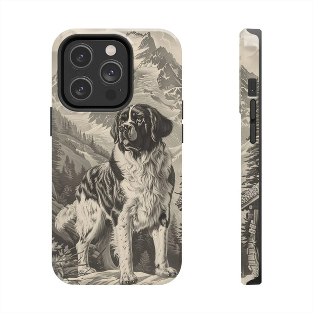 Saint Bernard Toile de Jouy Vintage Tough Phone Case LavenderCeleste