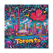 Toronto Pop Art Skyline Matte Canvas Wall Art LavenderCeleste