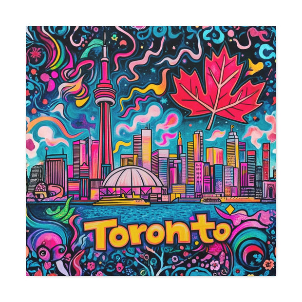 Toronto Pop Art Skyline Matte Canvas Wall Art LavenderCeleste