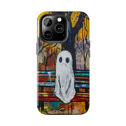 Sad Ghost on Park Bench Abstract Art Phone Case LavenderCeleste