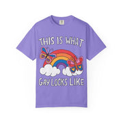 This Is What Gay Looks Like Rainbow Pride Comfort Colors Tee LavenderCeleste