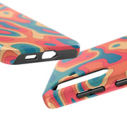 Retro Coral Abstract Mid-Century Tough Phone Case LavenderCeleste