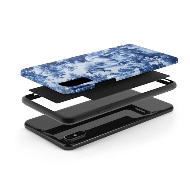 Blue Toile Horse Country Scenic Tough Phone Case LavenderCeleste