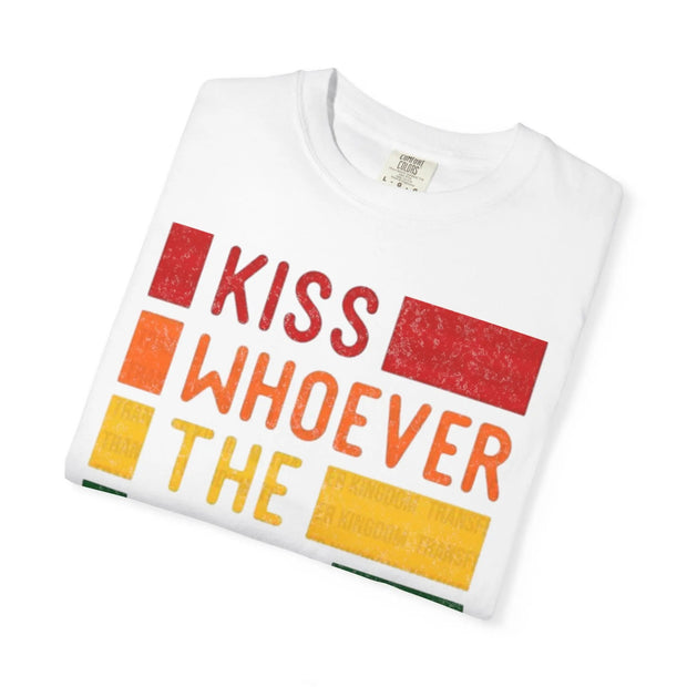 Kiss Whoever You Want Comfort Colors Tee – LGBTQ Pride Rainbow Statement Shirt
