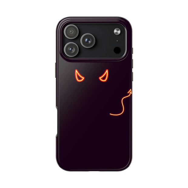 Neon Devil Eyes Tough Phone Case – Minimal Dark Glow Aesthetic Printify