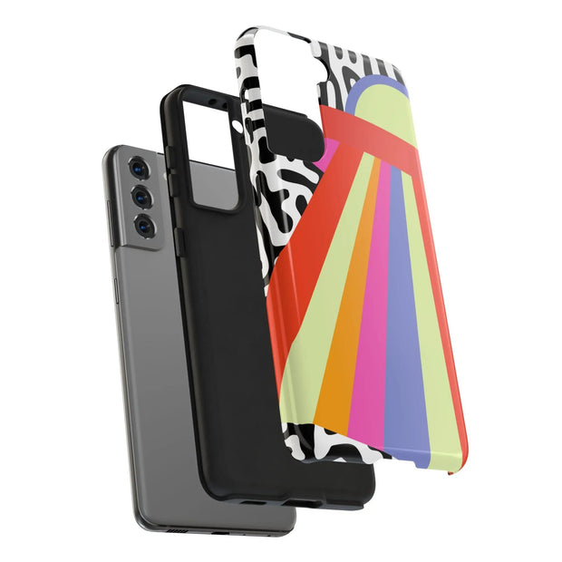 Retro Mod UFO Rainbow Beam Tough Phone Case LavenderCeleste