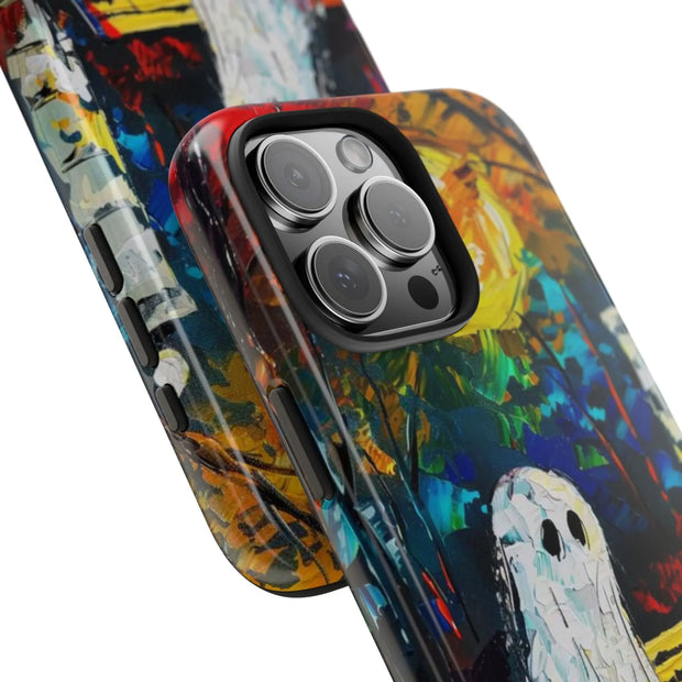 Lonely Ghost Tough Phone Case – Abstract Fall Park Bench Painting