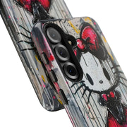 Goth Bow Cat Graffiti Pop Art Tough Phone Case LavenderCeleste