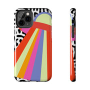 Retro Mod UFO Rainbow Beam Tough Phone Case LavenderCeleste